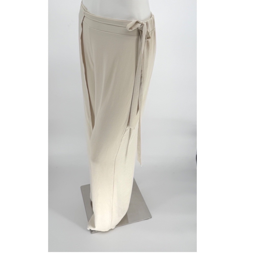 ZARA Beige Wrap Style Palazzo Wide Leg Pants XL Resortwear Party Vacation 101-02 - Picture 10 of 13